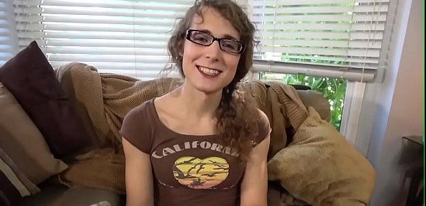  Spex trans babe stroking her dong at casting